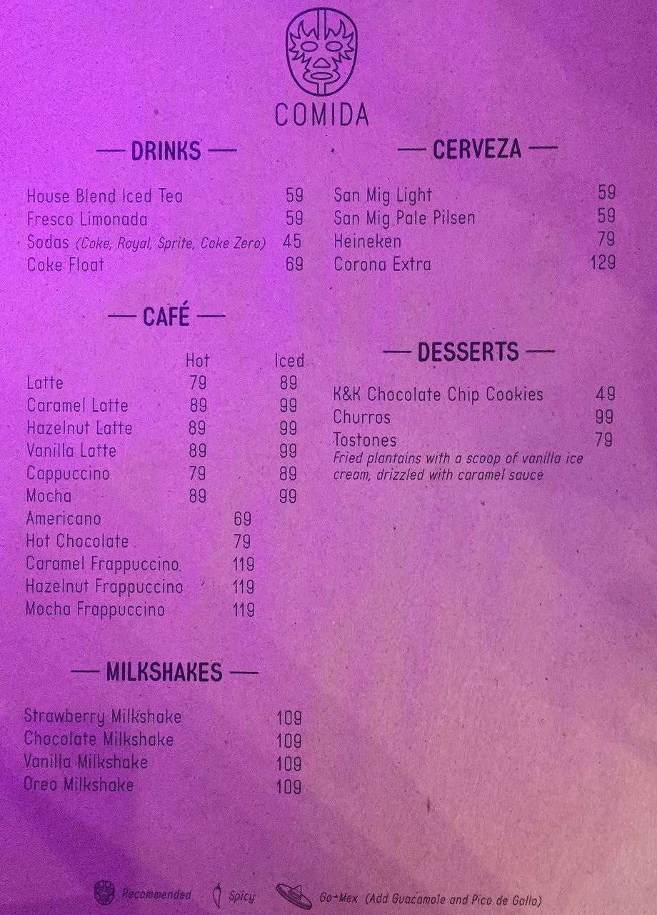 Comida PH menu